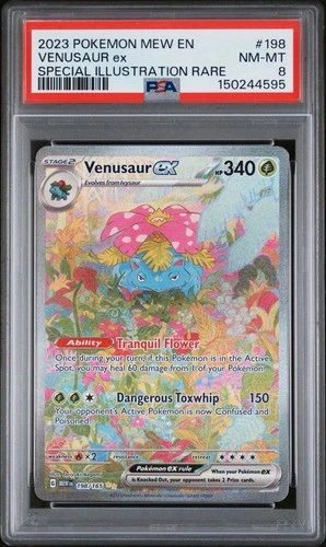2023 POKEMON MEW EN-151 SPECIAL ILLUSTRATION RARE #198 VENUSAUR EX PSA 8