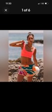 NWT FP Movement Good Karma Square Neck Sports Bra Neon Coral Womens M/L