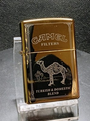 sturmfeuerzeug  neu / gold / hochglanz / mit camel druck