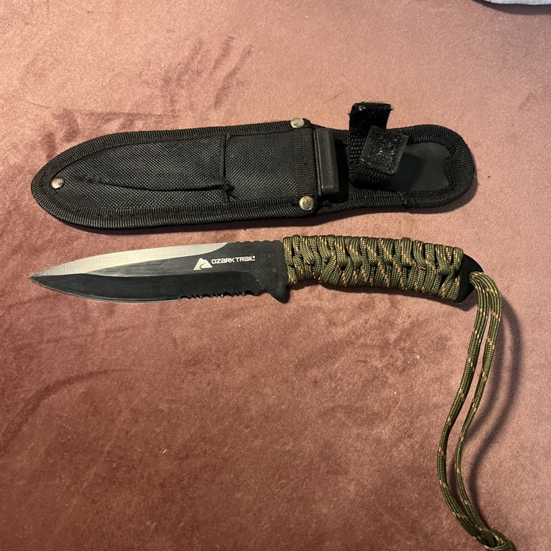 ozark trail fixed blade knife With Braided Handle Cover And Sheath