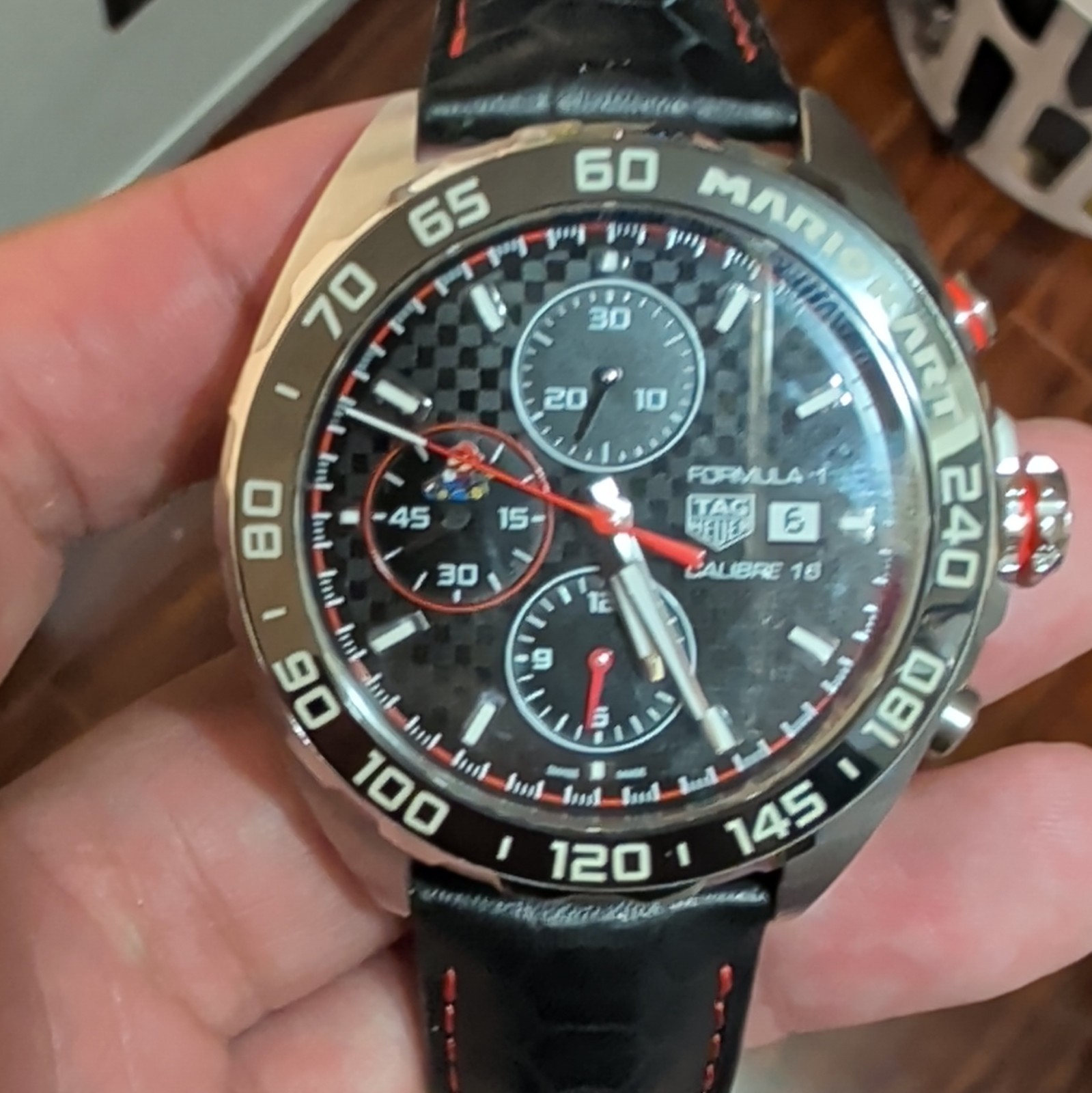 TAG Heuer Formula 1 Mario Kart Limited Auto Chronograph 44mm Black Leather