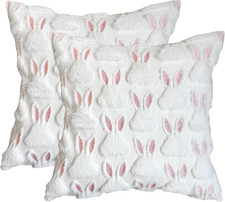 Easter Soft Plush Bunny Pillow Covers - 18X18 Inch Set of 2, Fluffy 3D Bunnies F