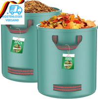 2X 500L Gartenabfallsack, Gartensack Mit Griffe, Selbststehend, Wasserdicht, Lau
