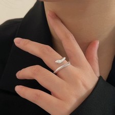 Damen Ring, Schlange Grüner Zirkonia Verstellbar 49-60 Sterling Silber 925