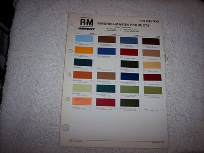 1975 FORD  TRUCK EXTERIOR R-M PAINT CHIP COLOR CHART   #328