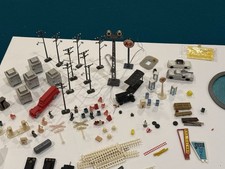 Large Vintage Lot HO Scale Railroad Accessories: Figures, Poles, Signs, Etc  6 