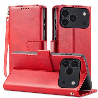 For iPhone 17e 17 16 15 14 13 12 Pro Max Leather Magnet Cover Wallet Case Strap