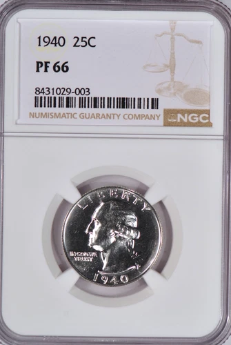 1940 Washington Quarter Proof NGC PF 66 PR Gem Silver Coin 25C