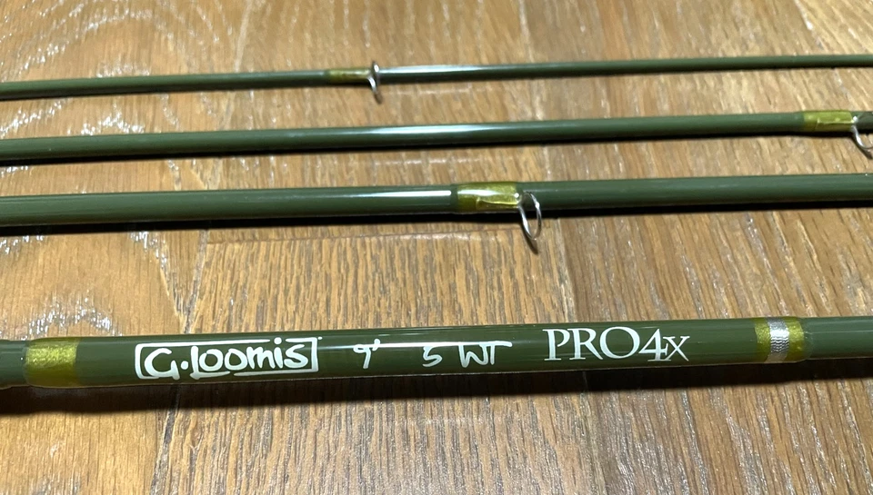 G-Loomis Pro 4X #5 Línea 9'0" Tubo 4 piezas Hecho en EE. UU. Usado Caña de Pescar con Mosca Carbono Foto 2 de 4