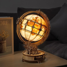 3D Wooden Puzzles for Adults, LED Illuminated Globe with Stand, 3D Wooden Globe