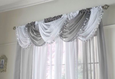 Voile Swags mit Schmucksteinen, 6 Farben, schön, 22'' x 18'' hängende Größe, schön