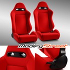 Reclinable RED Fabric Classic Style Racing Seats Left/Right W/Slider