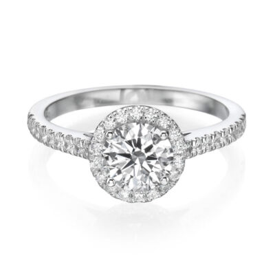 2 CT Rundschliff Echt Moissanit Halo Ohrstecker 14K Weiß
