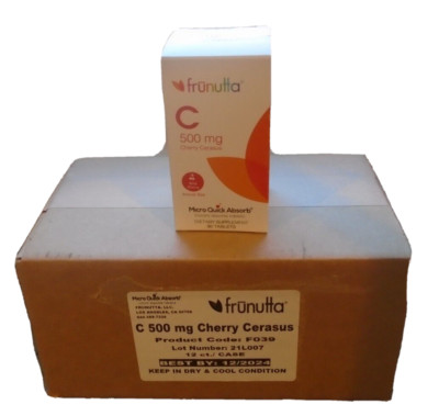 Frunutta Vitamin C - Cherry 500 MG Case of 12 bottles of  $239 value EXP 12/2026