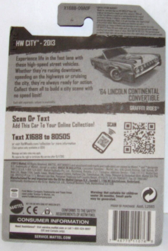 Lincoln Continental Conv. Hot Wheels 2013 Treasure Hunt #36 64 BlueLW verde Foto 4 de 4
