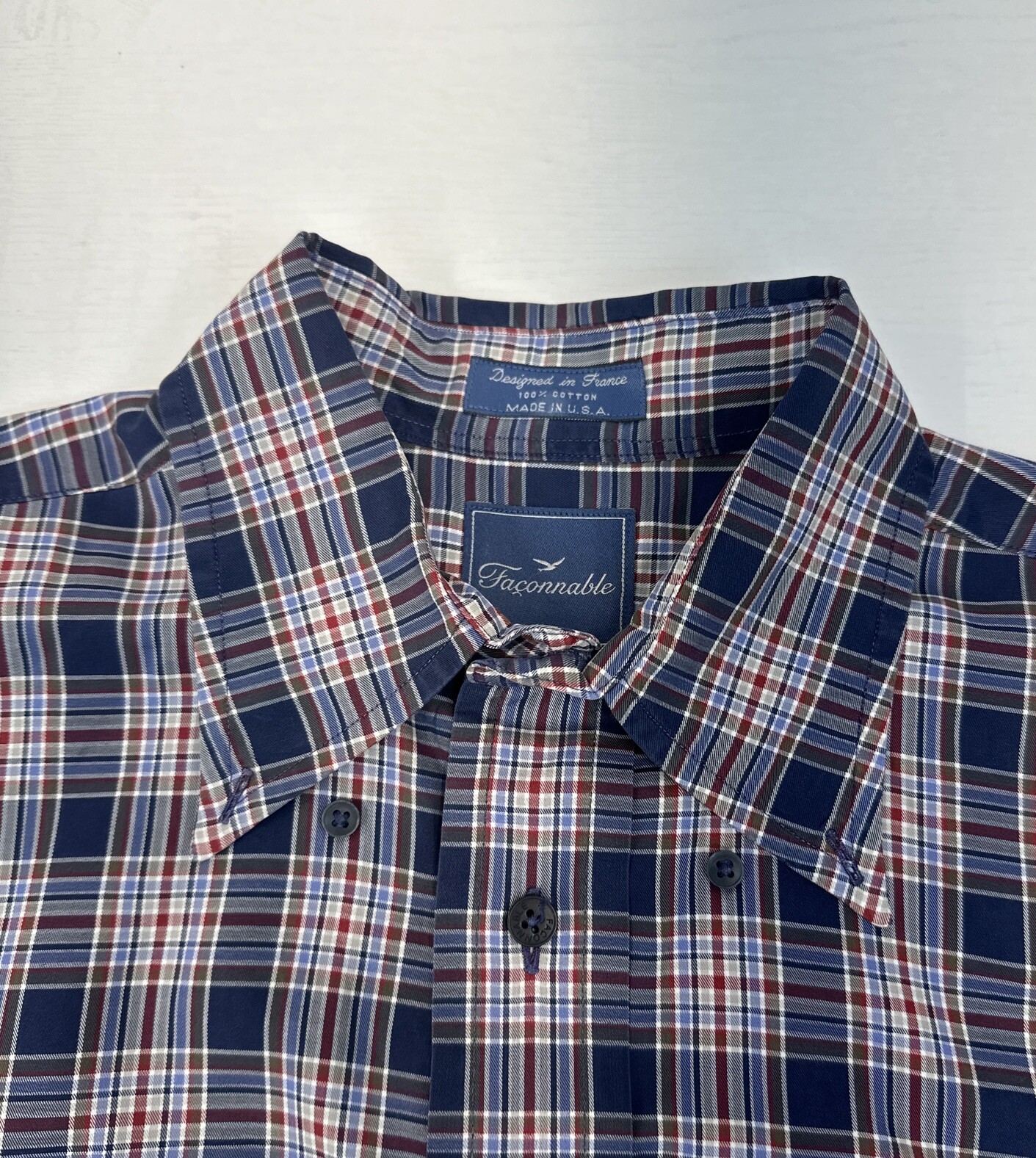 Faconnable USA Made Men's Medium Check Button Down Shirt eBay