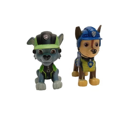 2 Toy Paw Patrol Chase Rocky Figures Helmet Dino Fire Rescue Cake Topper