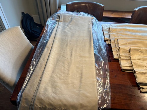 Pottery Barn 50"W x 84"L Parchment Dupioni Silk Curtains - Picture 4 of 7