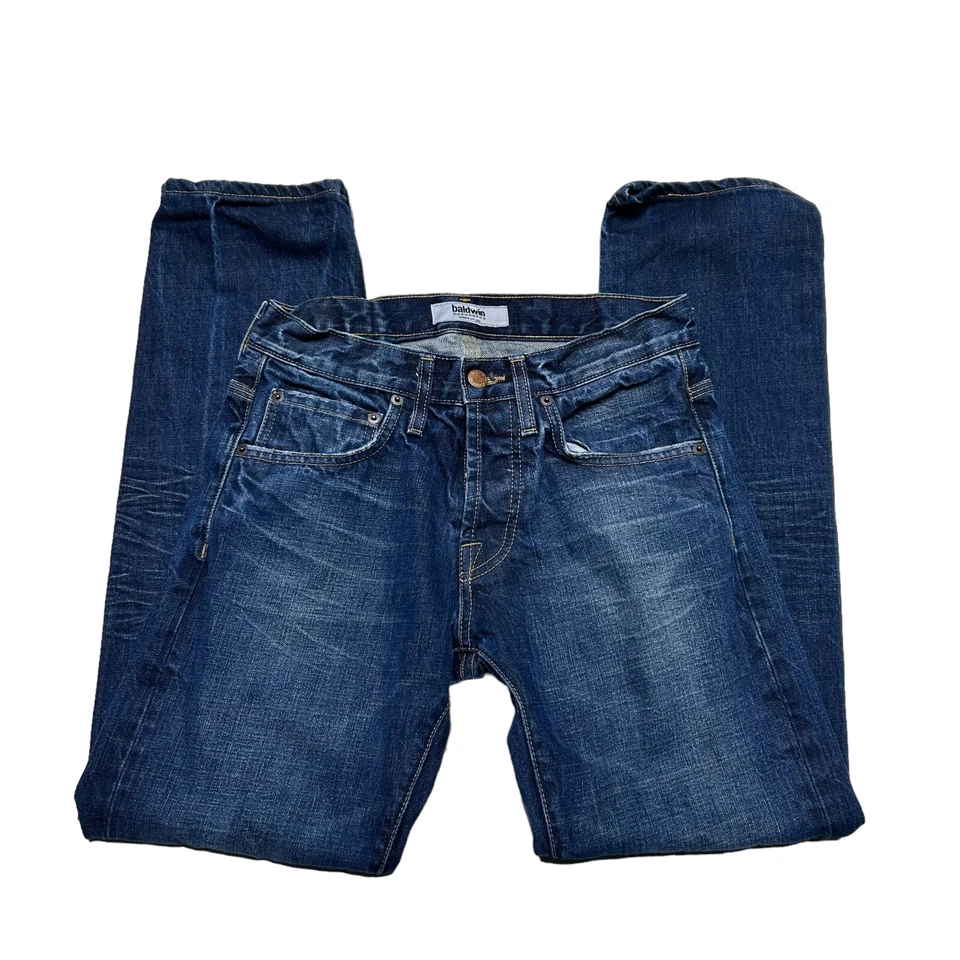 Pantalones de mezclilla Baldwin The Reed para hombre 29 X 30 clásicos pierna recta botón mosca Foto 4 de 4