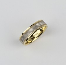 14k Yellow  White Gold Men's 6mm Checkered Wedding Band Ring Size 9