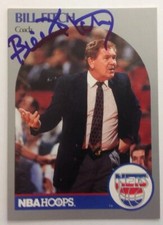 Bill Fitch 1990 Hoops Hand Signed Card New Jersey Nets HOF 