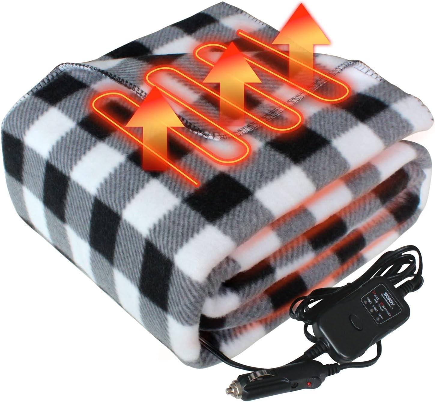12-Volt Electric Heated Car Blanket,Portable Heated Blanket with Auto Off,Electr