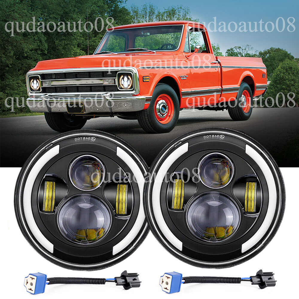 7" Round LED Headlights fit Chevy C10 Pickup Truck 1969 1970 1971 1972 1973 1974