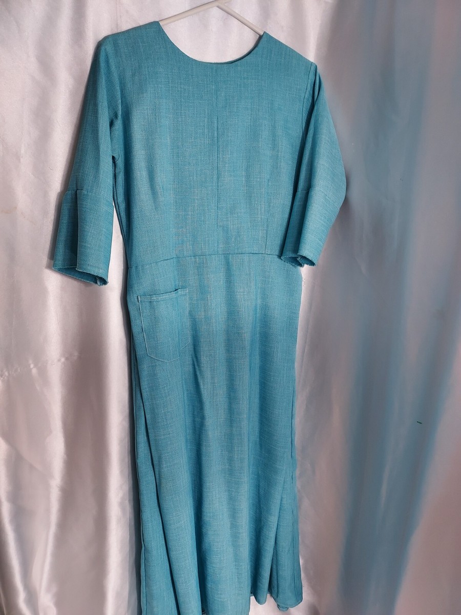 Handmade Amish/Mennonite plain Dress S/M aqua /green B38"W32"L51" | eBay Handmade Amish/Mennonite plain Dress S/M aqua /green B38"W32"L51" | eBay