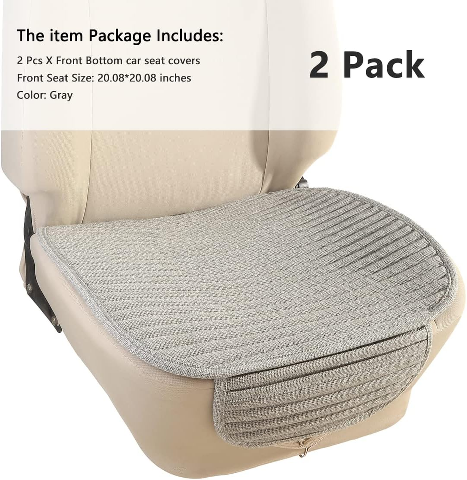 Gray Car Seat Covers,2 Pack Buckwheat Hulls Bottom Seat Covers for Cars