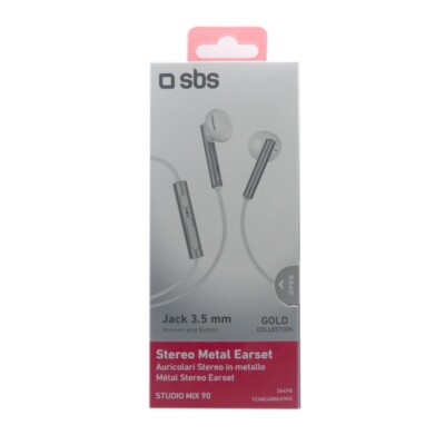 SBS In-Ear Headphones Metal Gold Collection Cable Accept Button Control Button