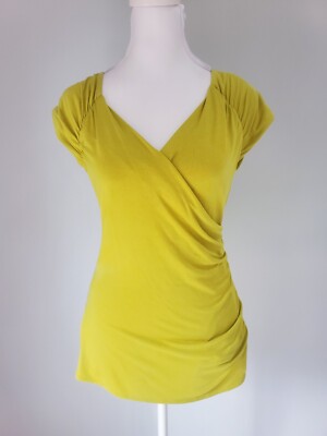 NWT WHBM Bergamot Soft Stretching Sleeveless Faux Wrap V-Neck Top Orig Price $48