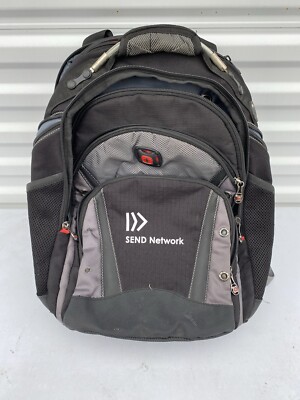  Swiss Gear Wenger Shock Absorbing Laptop Padded Backpack Large Black Grey