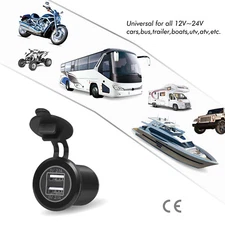 Aluminum 12V Dual USB Car Charger Cigarette Lighter Socket (Non Illuminated)