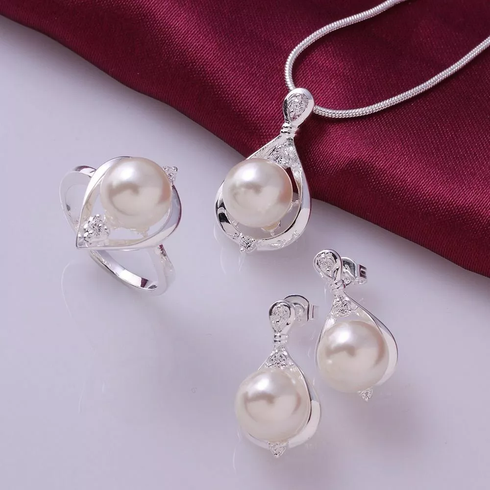 Pearl ring sale and necklace set
