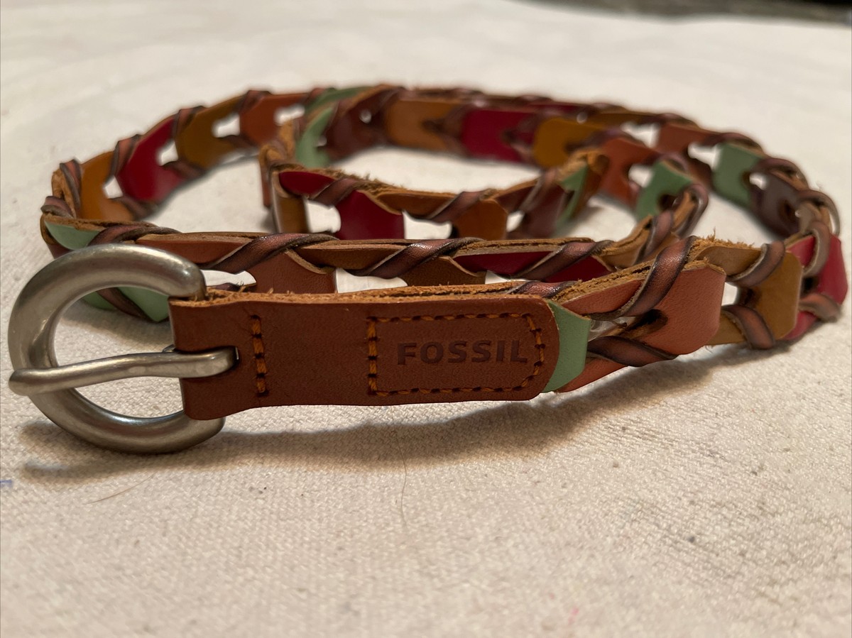 Large Fossil Metallic Leather Woven Link Women\'s Belt Fossil Wide Belts for Women for sale | eBay main image 2