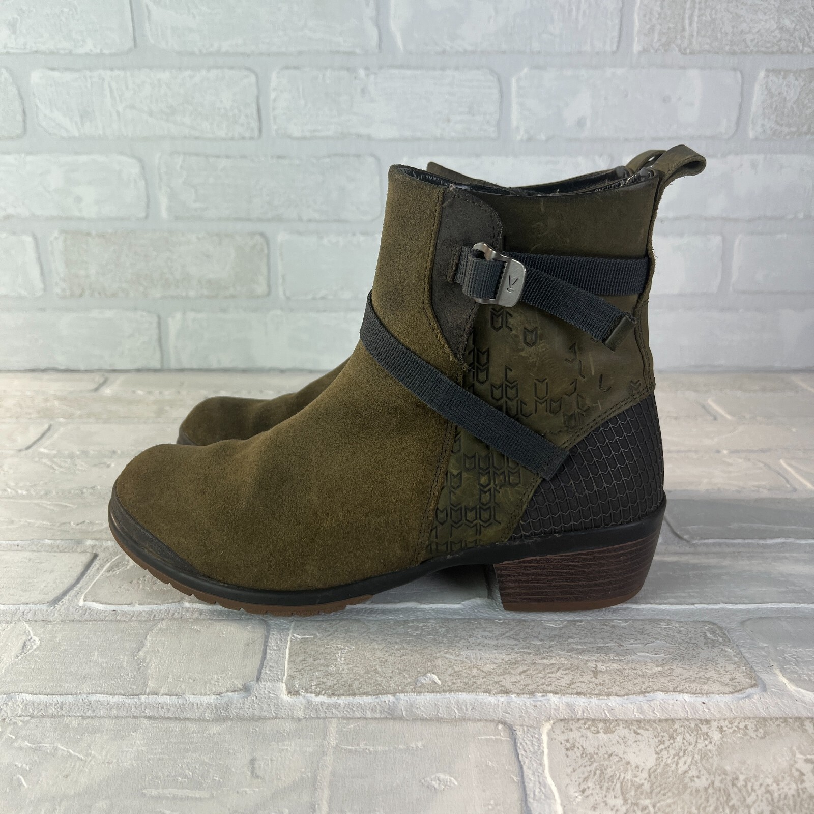 Stivali Keen Morrison donna 9 verdi pelle scamosciata cavigliere zip moto escursionismo