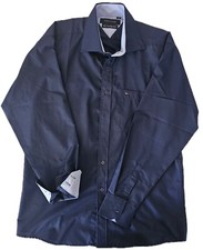 Tommy Hilfiger - 80s 2 Ply Fabric Blue Button Up Long Sleeve Shirt Men Size M
