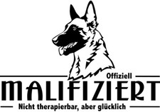 Adesivo auto MALINOIS - Sticker Malinois - scritta Malinois infetto