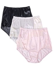 Shadowline Womens Underwear Pink Ivory Black Nylon with Lace High Waist Brief