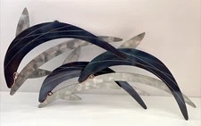 Handcrafted Dolphin Wall Sculpture Metal Art Signed, Ocean Nautical Beach Décor