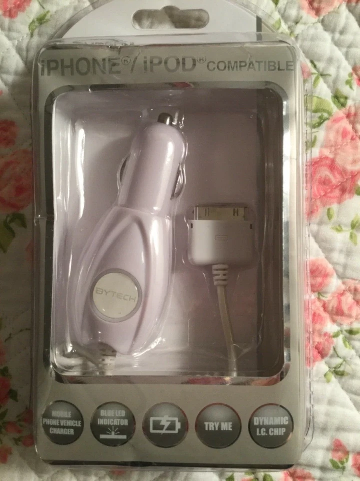 BYTECH iPhone iPod Car Charger New In Box White LED Indicator Gift FREE SHIPPING - Image 2 of 4