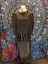 Vintage Apoc Issey Miyake Black Mesh Stripe Art Knit Set Skirt Shirt Dress