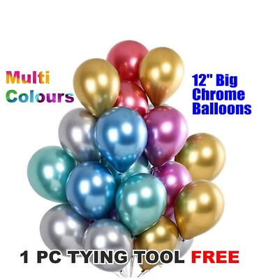 20-100 CHROM LUFTBALLONS METALLIC LATEX 12'' Mix Helium/Luft Hochzeit Geburtstag Party