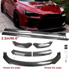 For Mitsubishi Lancer Evo Carbon Style Front Bumper Lip Splitter Kit Side Skirt