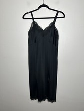 Gossard Artemis Vintage Black Nightgown Front Sleeveless Lace Women's Size 36 C