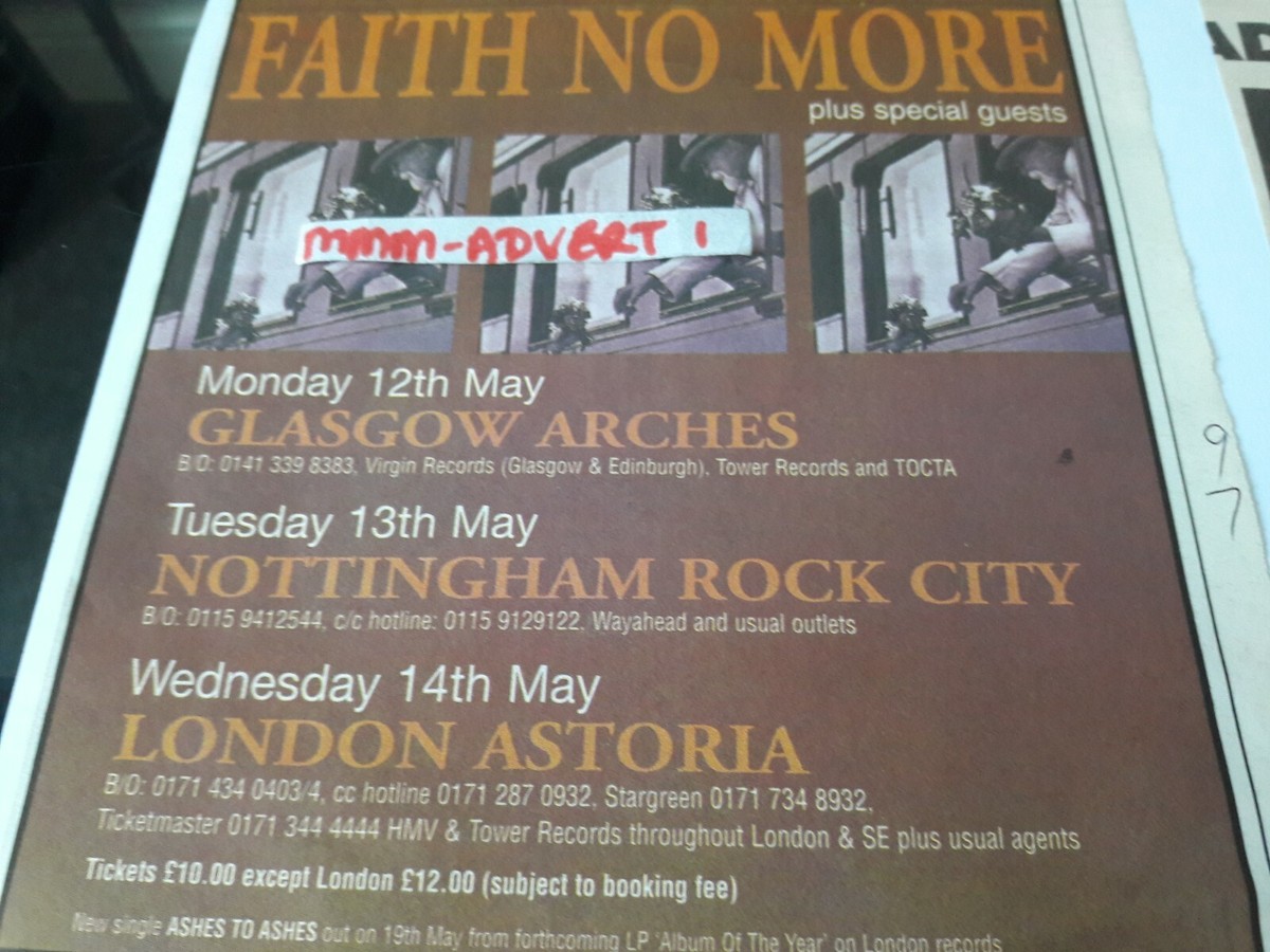FAITH NO MORE - LIVE TOUR 1997 1990 1992 magazine advert / magnet