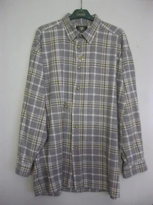 Tolles Flanell Trachtenhemd Karohemd grau grün Edelweiß Flanellhemd Winter - Bild 1 von 3