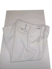  89 NWT Caribbean Roundtree  Yorke Linen Pants Men 46x30 Elastic Waist White
