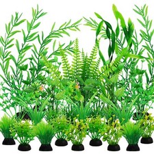 Aquarium Decorations - 25pcs Green Plants for Fish Tank Plastic Decor Accesso...