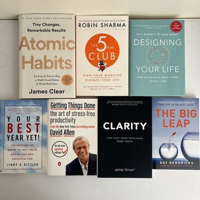 Productivity & Self-Help Book Lot 7   Atomic Habits GTD 5AM Club Big Leap Set